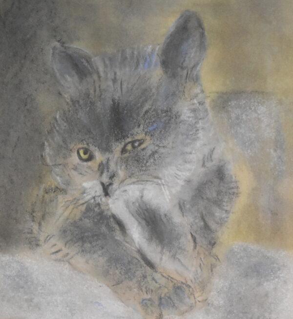 Charming pastel drawing of a cat - Image 4