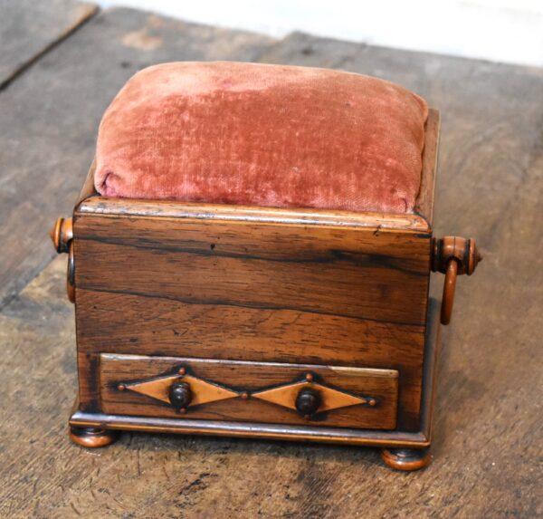 Small Georgian Rosewood pincushion workbox