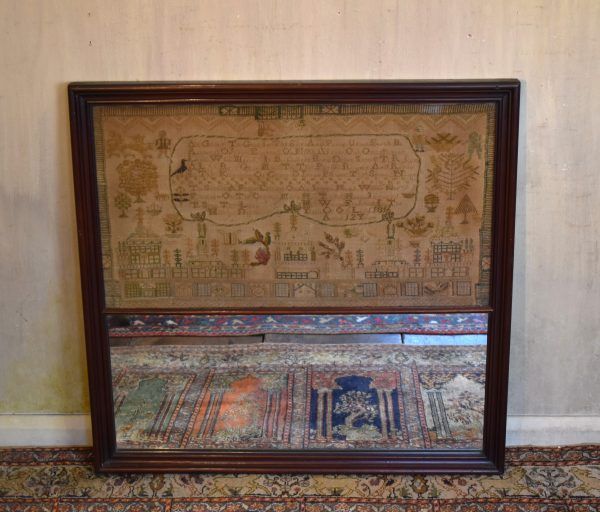 Unusual Georgian sampler with mirror