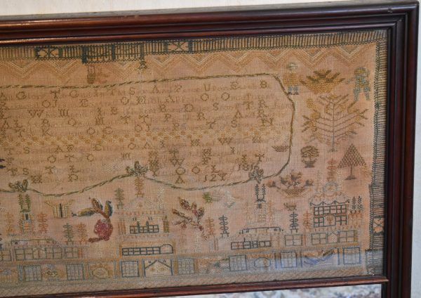 Unusual Georgian sampler with mirror - Image 6