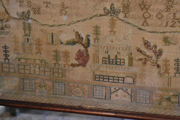 Unusual Georgian sampler with mirror - Image 4