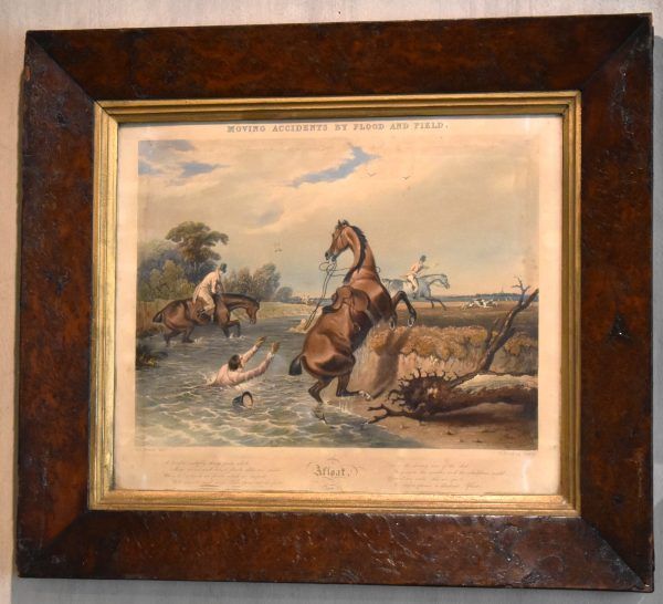 Set of four Regency hunting prints in burr yew frames - Image 10