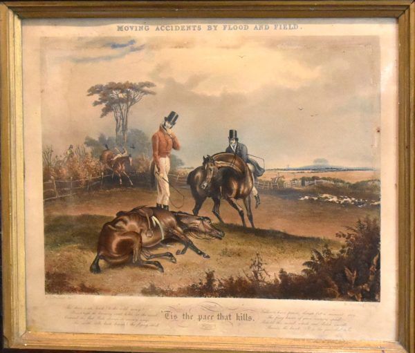 Set of four Regency hunting prints in burr yew frames - Image 7