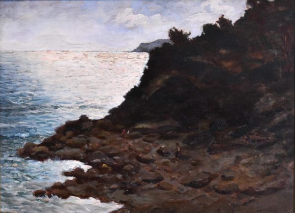 Coastal scene oil painting by G Bartoli - Image 6