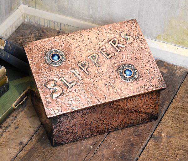 Arts and Crafts copper slipper box