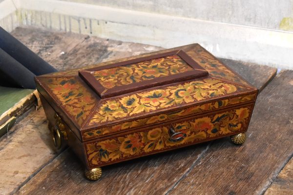 Regency painted penwork games box