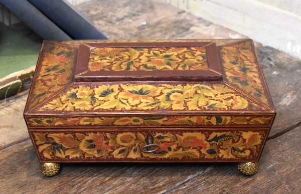 Regency painted penwork games box - Image 2