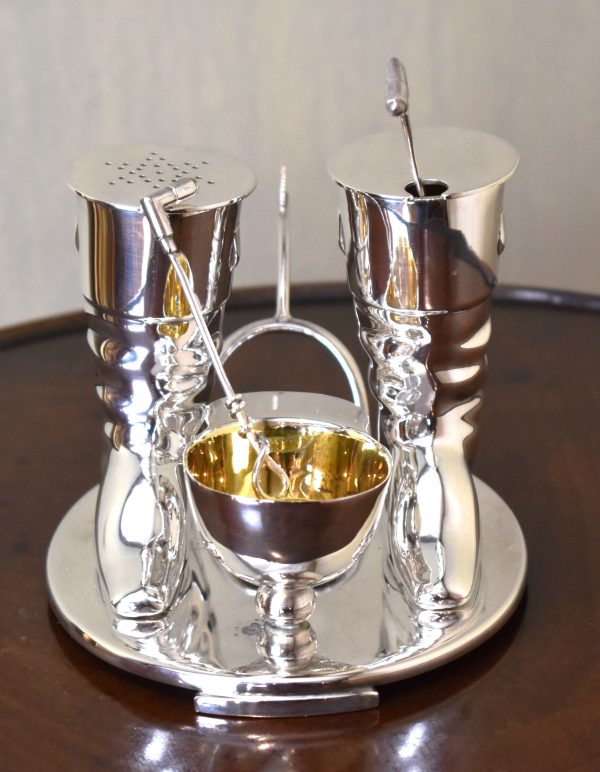 Novelty hunting/Equestrian silver plate cruet set - Image 6