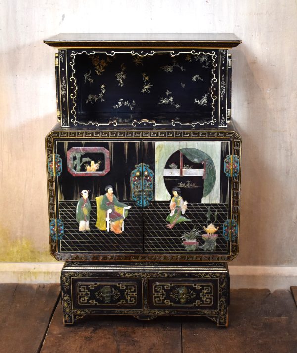 Small Chinese inlaid black lacquer cabinet