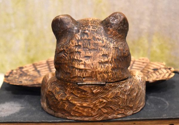 Black Forest carved wood inkwell in the form of a cat - Image 5