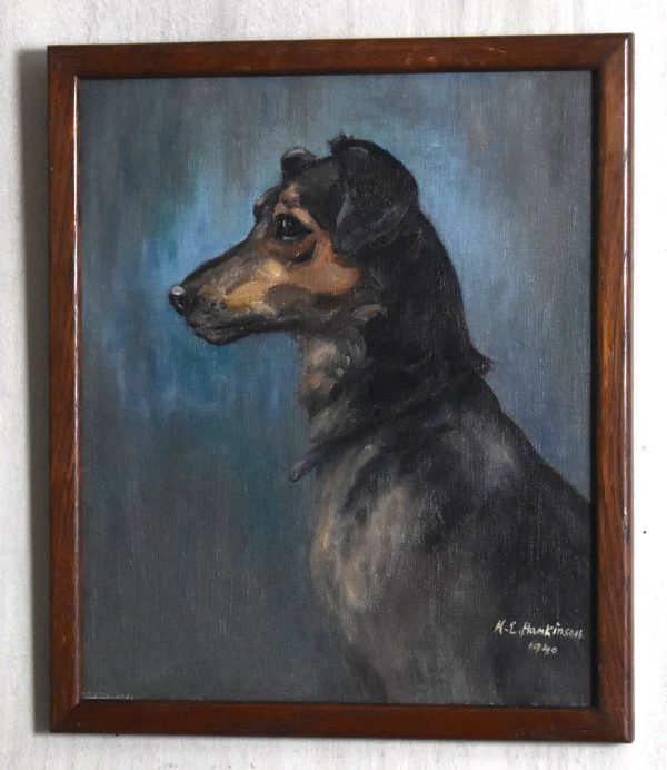 Oil painting of a dog by M.E.Hankinson - Image 2