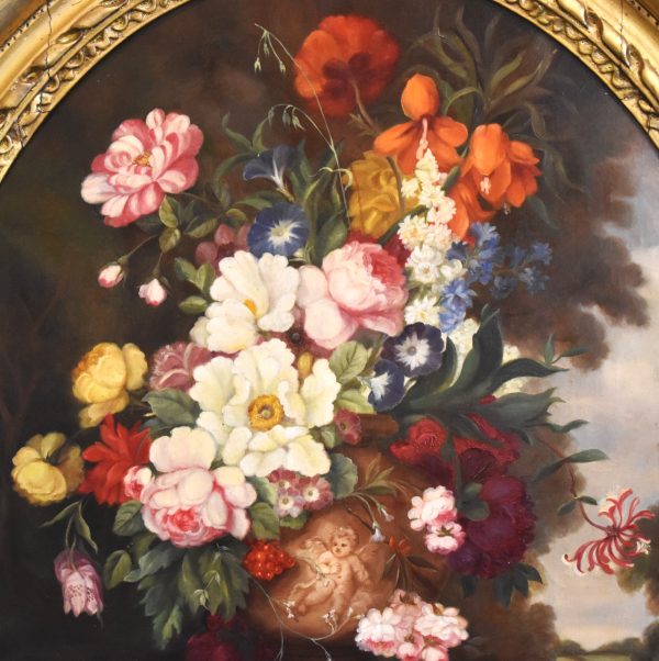 Large Victorian still life oil painting of a vase of flowers - Image 6