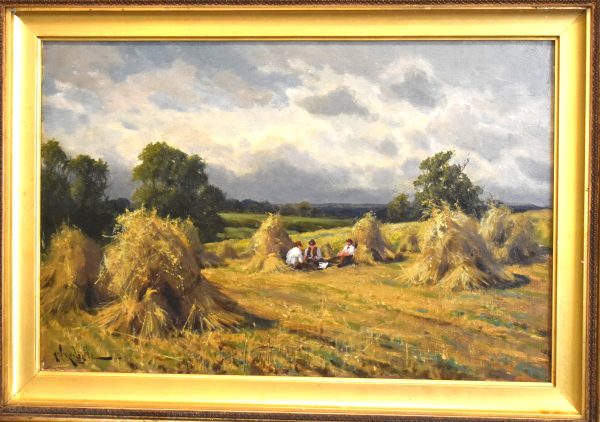 Harvest scene oil painting by Arthur Walker Redgate - Image 3