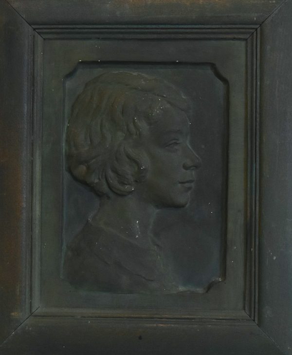 Bronzed plaster portrait relief - Image 6