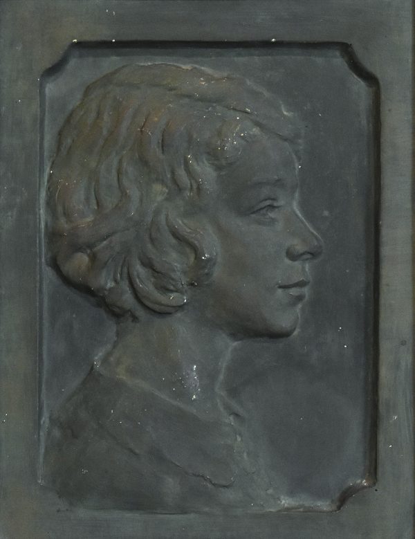 Bronzed plaster portrait relief - Image 5