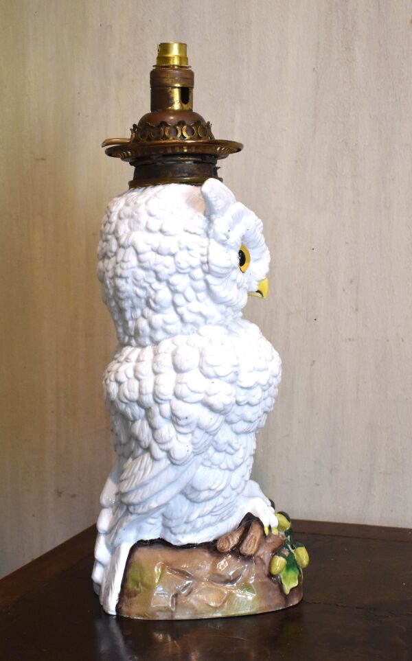 Large Ernst Bohne porcelain owl lamp base - Image 6