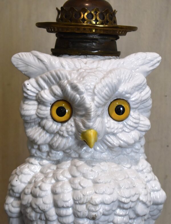 Large Ernst Bohne porcelain owl lamp base - Image 5