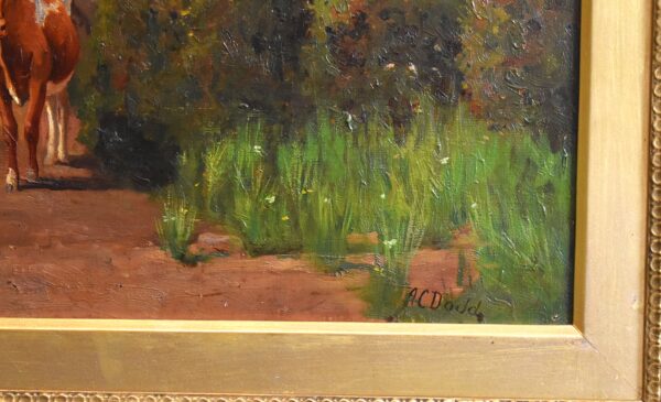 Large farmyard scene oil painting by Arthur Charles Dodd - Image 3