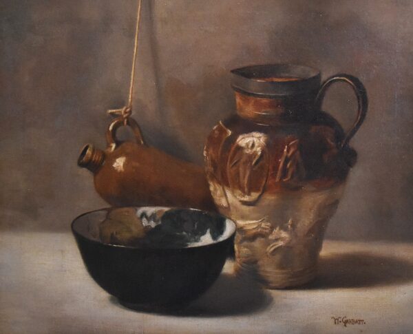 Still life oil painting of ceramics - Image 5