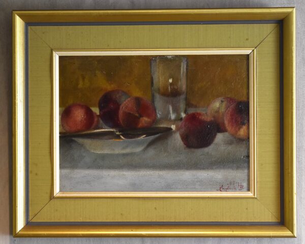 Still life oil painting of peaches - Image 2
