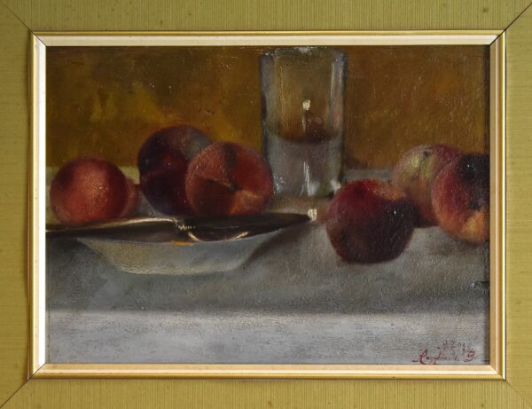 Still life oil painting of peaches - Image 6