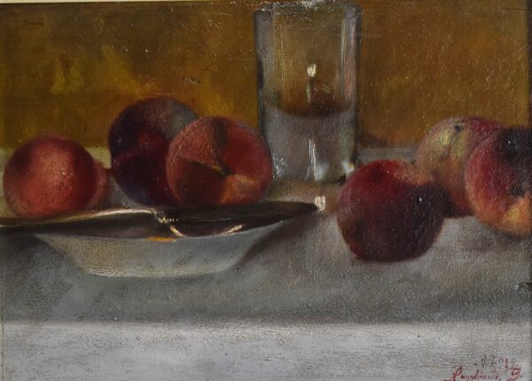 Still life oil painting of peaches - Image 5