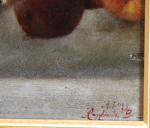 Still life oil painting of peaches - Image 4
