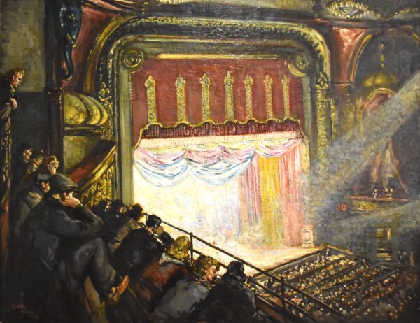 Large oil painting of a theatre by Henry Ball 1894-1966 - Image 6