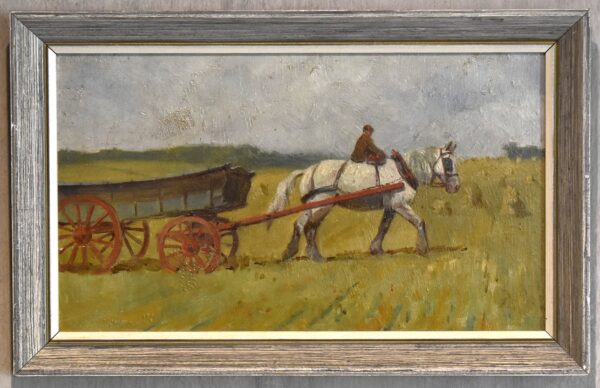 Small oil painting of a horse and cart - Image 2
