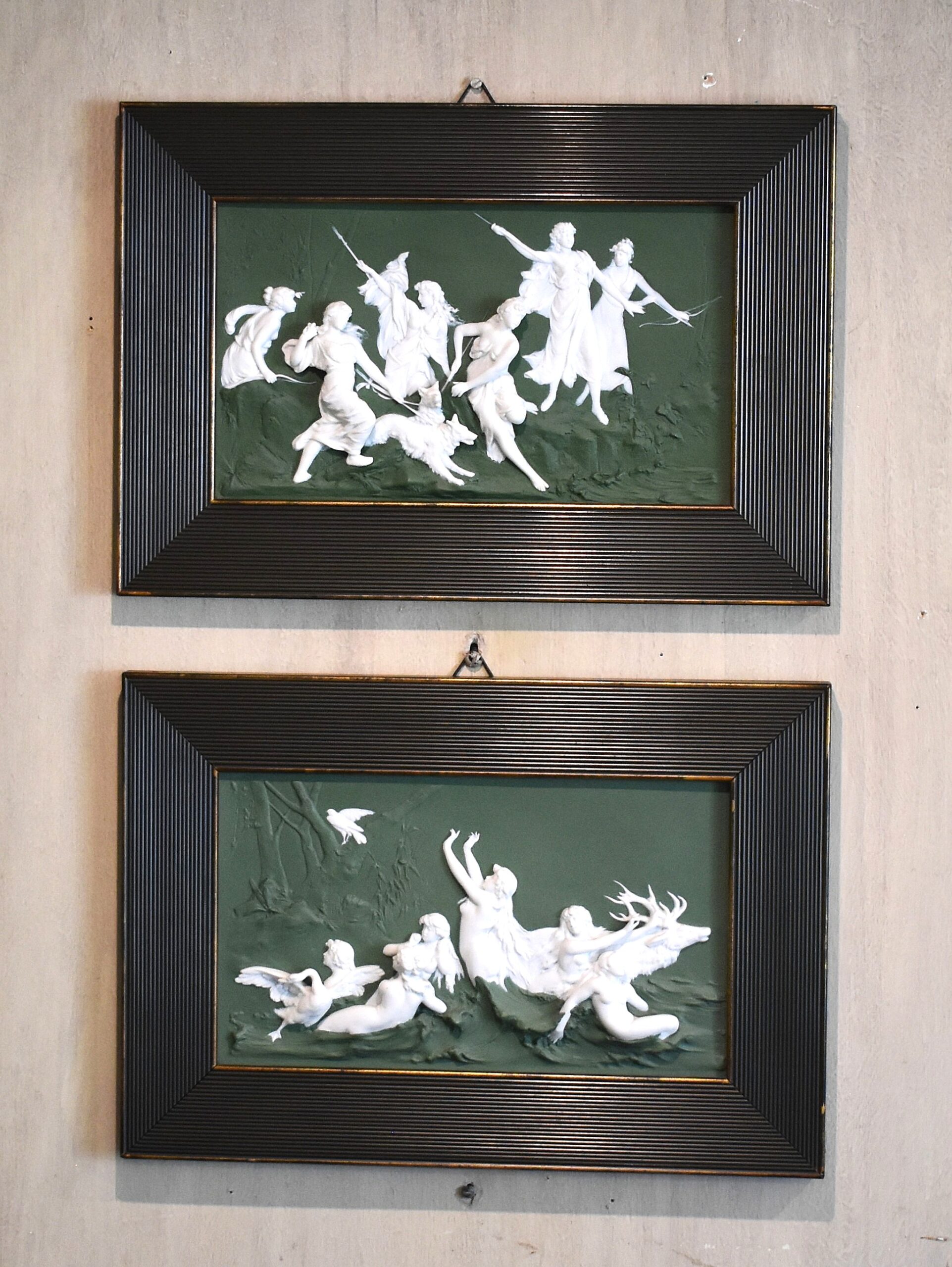 Pair of Dresden Art Nouveau plaques