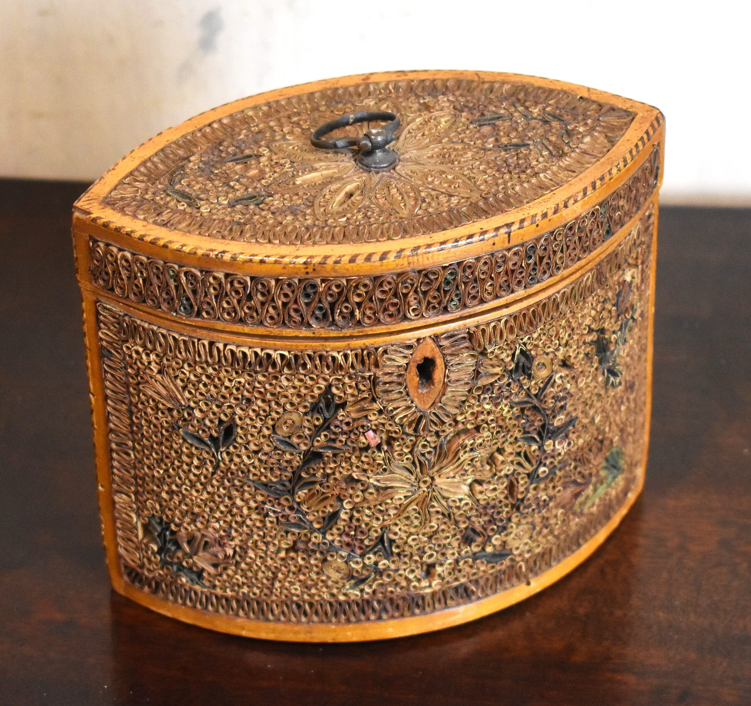 Georgian navette shaped paper scroll tea caddy - Image 2