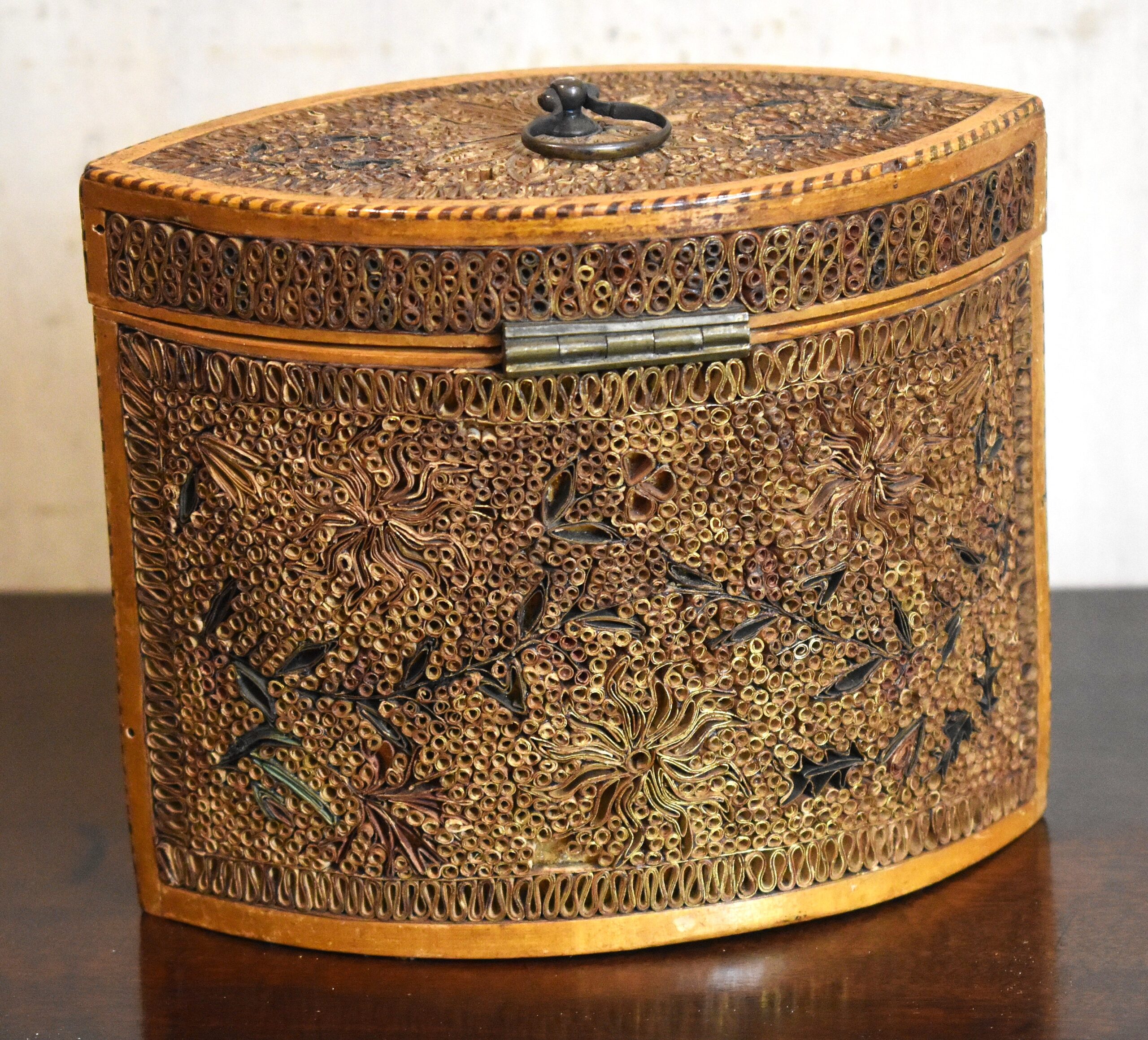 Georgian navette shaped paper scroll tea caddy - Image 4