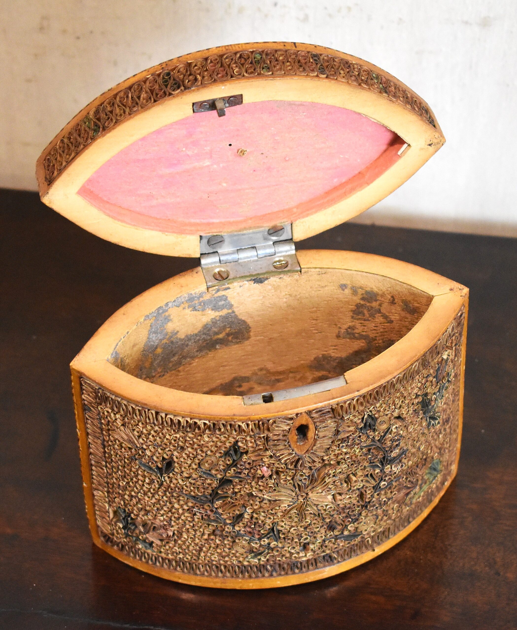 Georgian navette shaped paper scroll tea caddy - Image 3