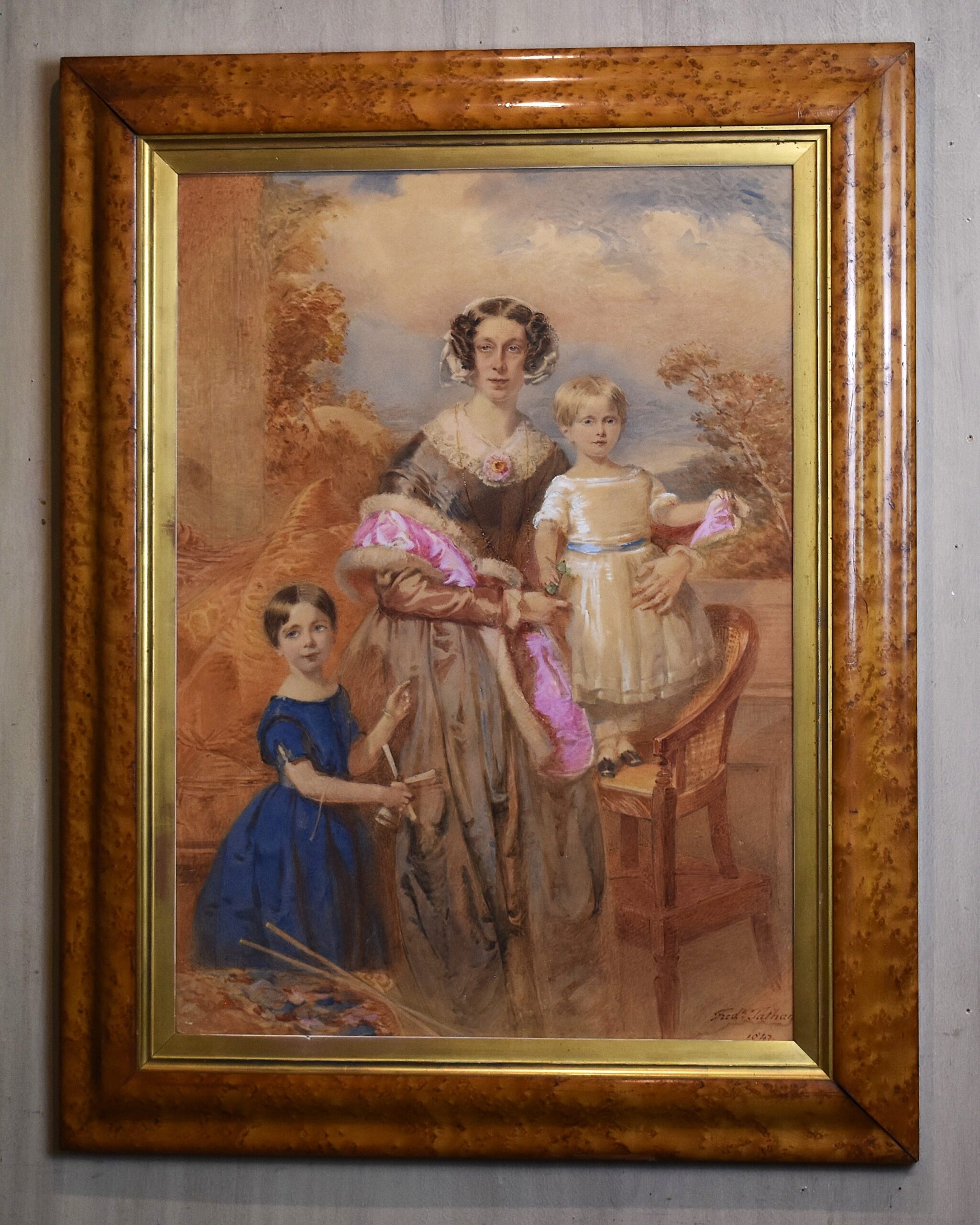 Family portrait watercolour by Frederick Tatham - Image 2