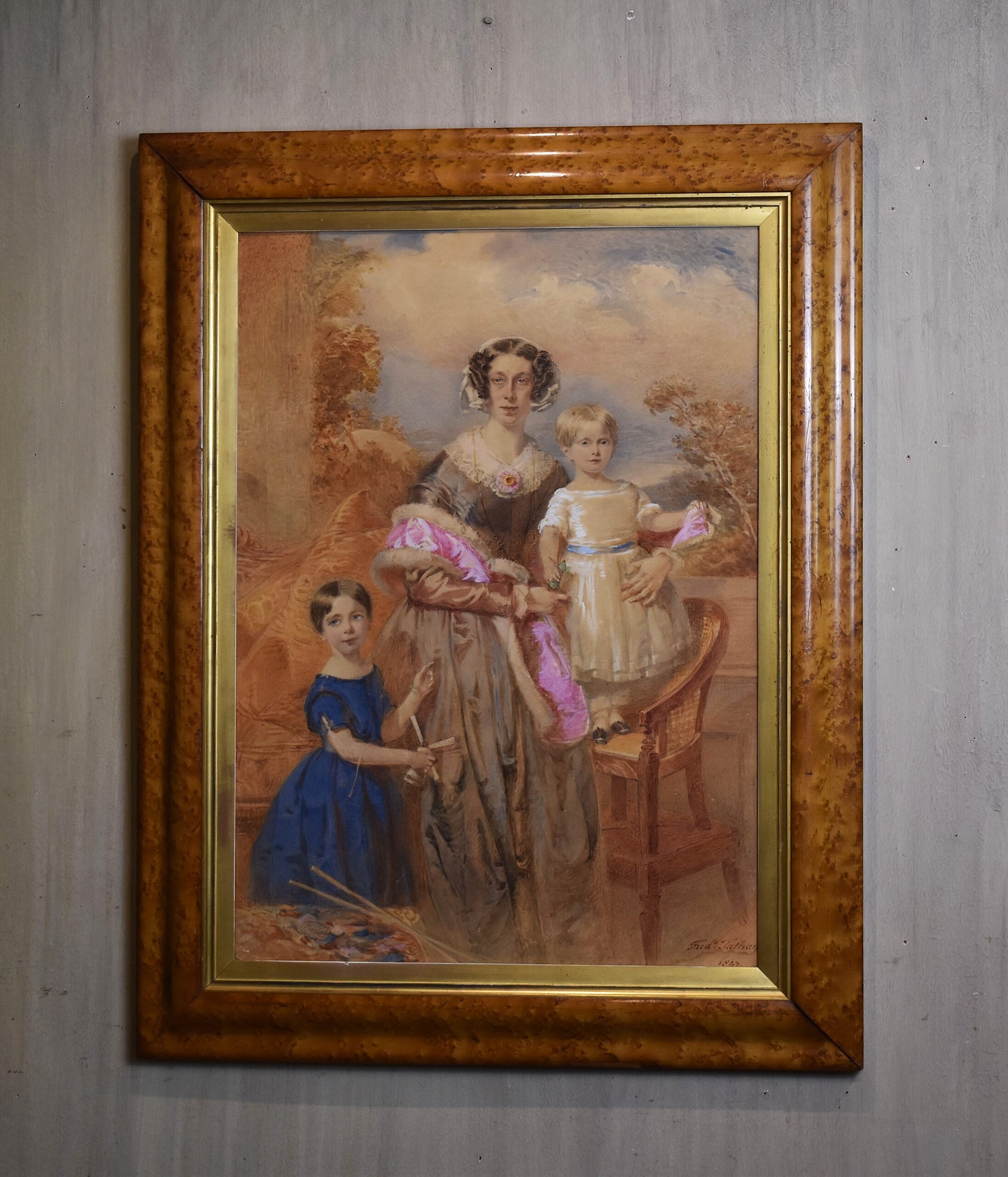 Family portrait watercolour by Frederick Tatham