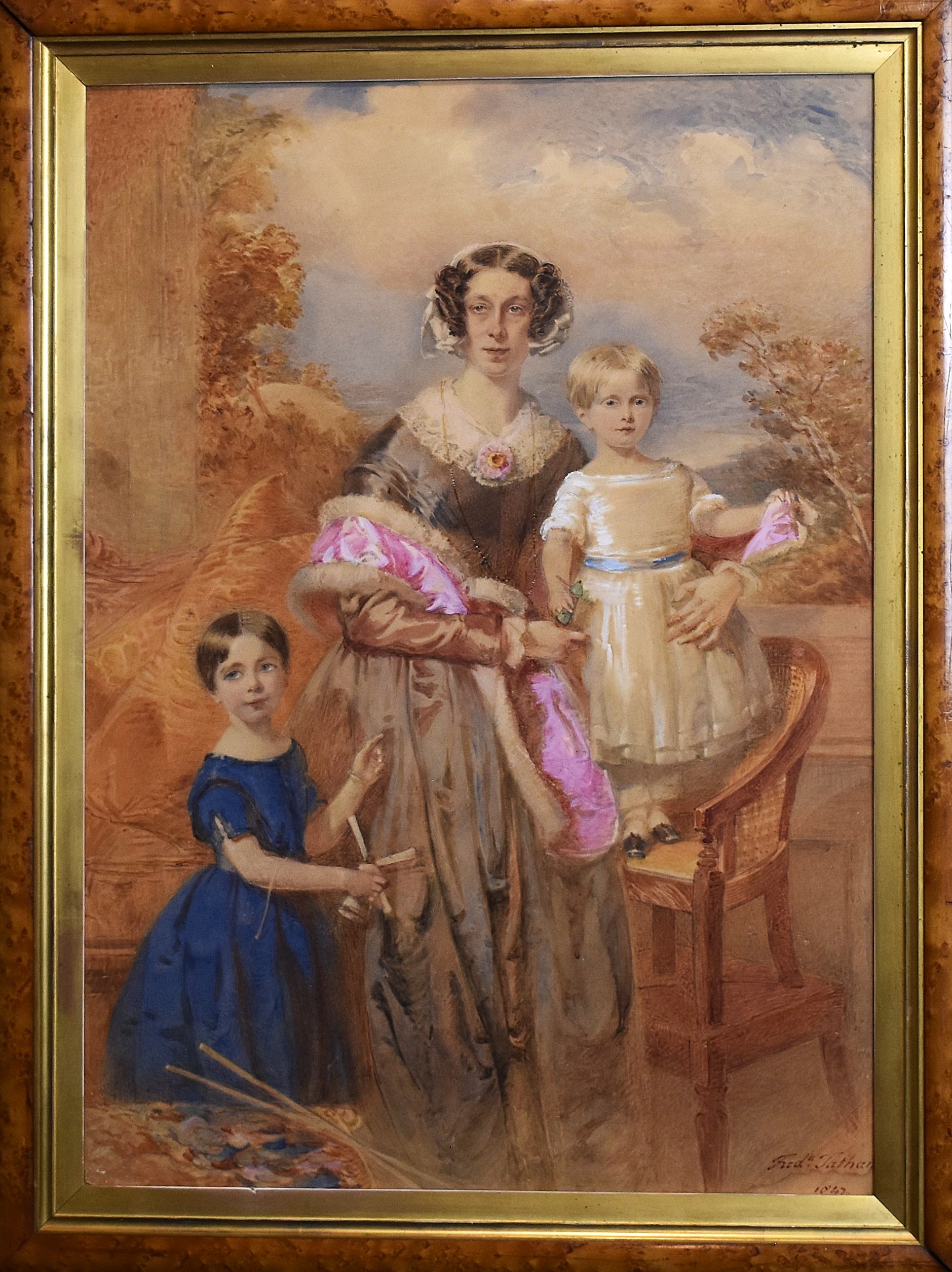 Family portrait watercolour by Frederick Tatham - Image 3