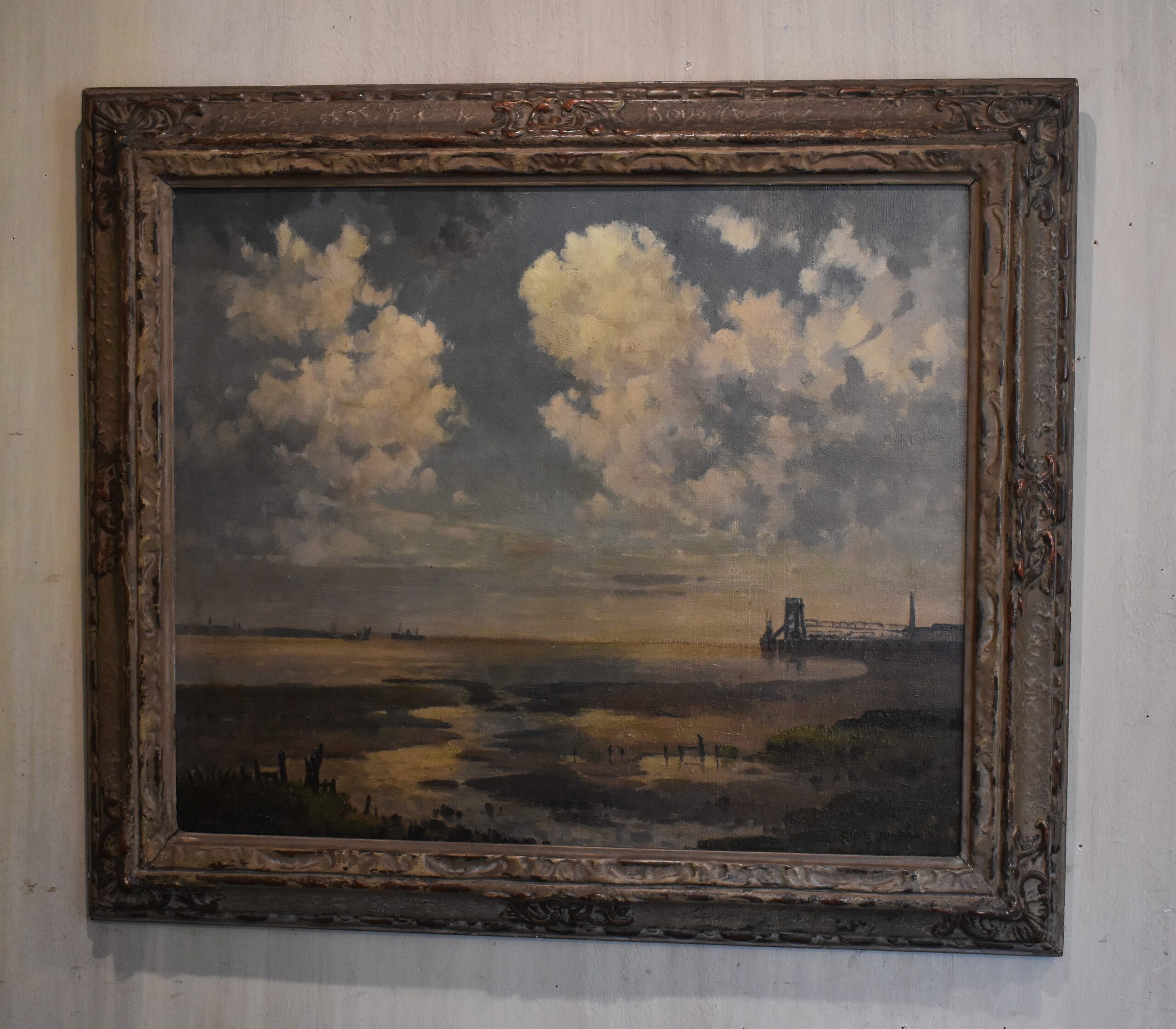 Coastal landscape oil painting by Clive Browne 1901-1990