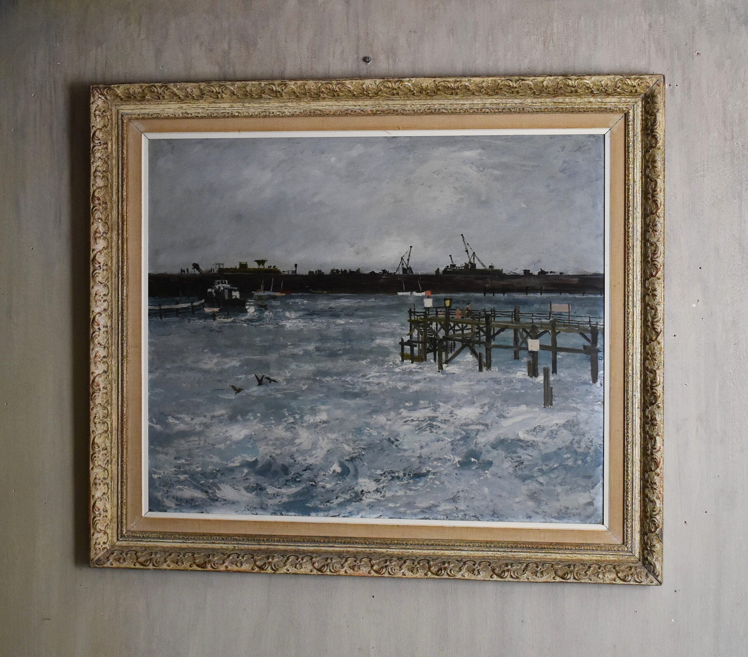 Coastal landscape oil painting by Peter Brannan 1926-1994