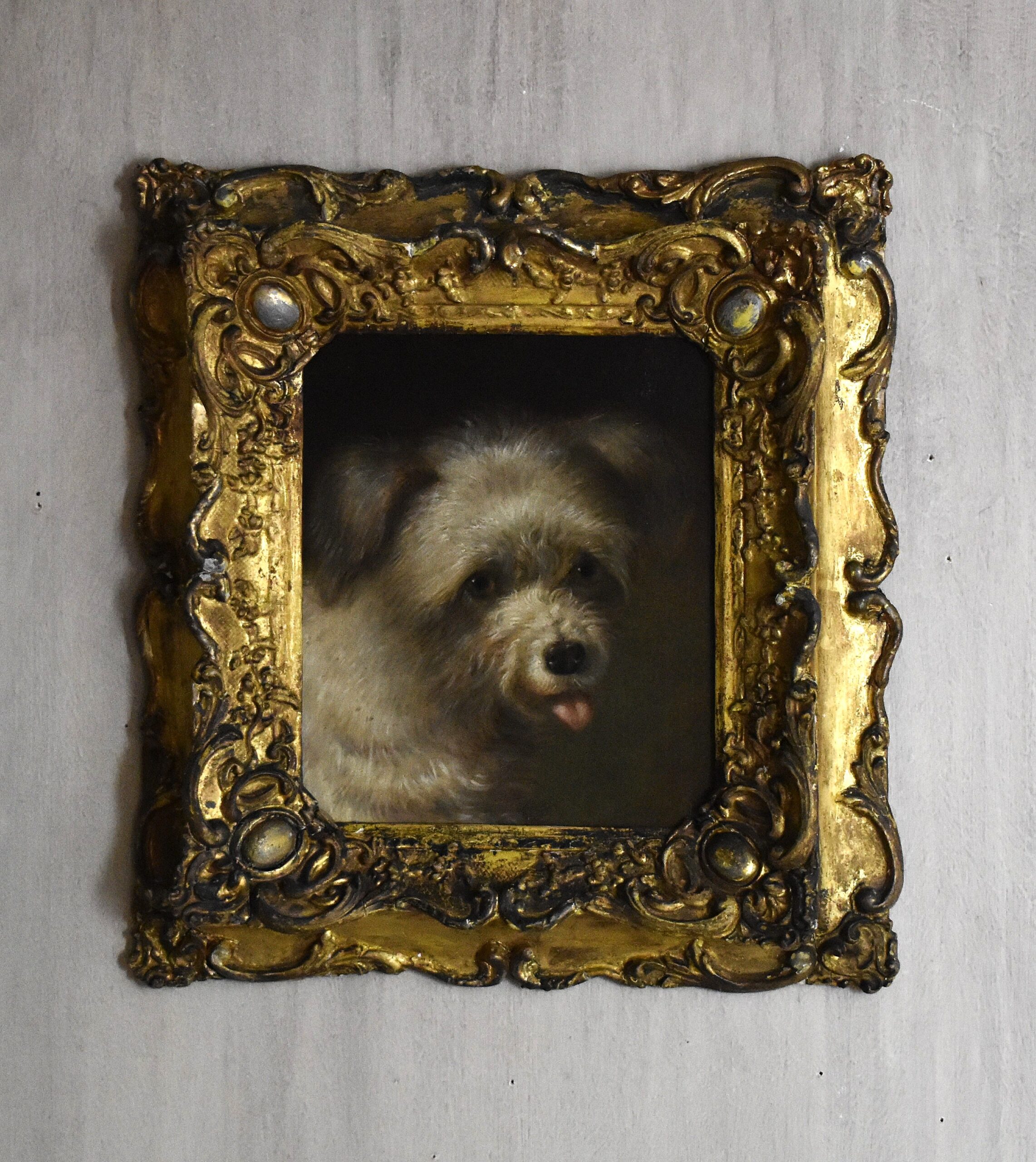 Dog portrait oil painting by Martin Theodore Ward 1799-1874